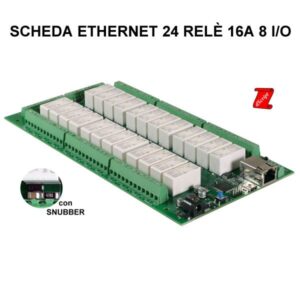 Scheda Ethernet 24 relè 16 A, 8 canali I/O e Snubber
