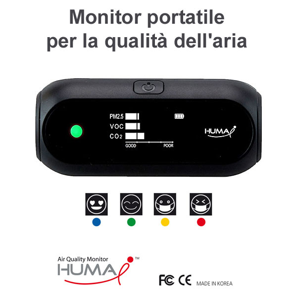 Monitor portatile per la qualità dell'aria (CO2, VOC, PM2.5, PM10)