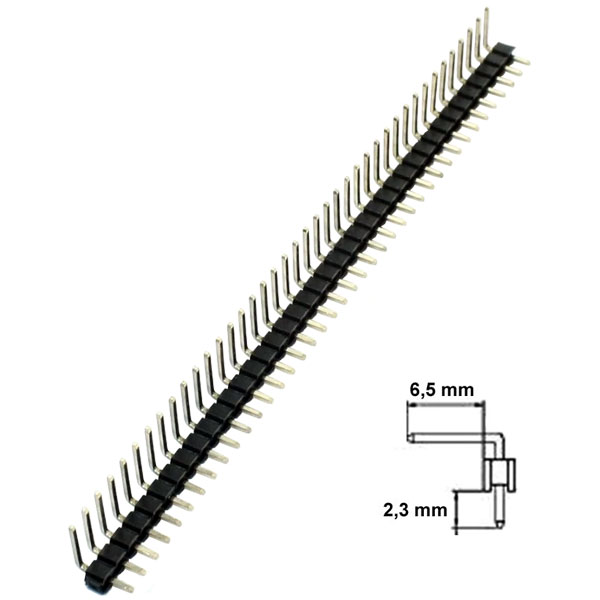 Connettore strip maschio 40 pin 90° - passo 2,54mm